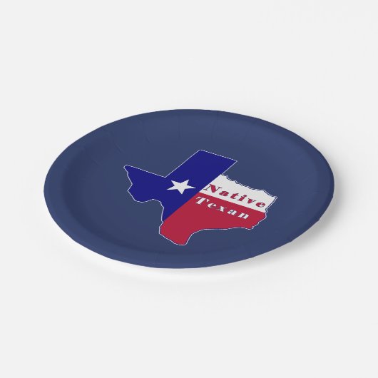 Native Texan Flag Map Pappteller (Schrägansicht)