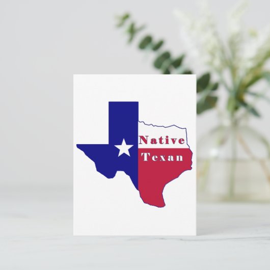 Native Texan Flag Map Postkarte (Stehend Vorderseite)