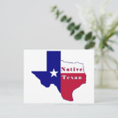 Native Texan Flag Map Postkarte (Stehend Vorderseite)