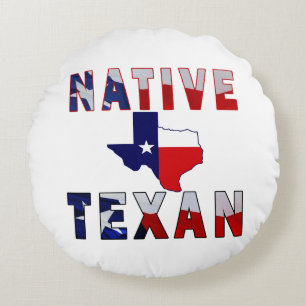 Native Texan Flag Map Rundes Kissen