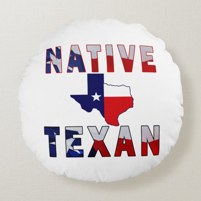 Native Texan Flag Map Rundes Kissen (Vorderseite)
