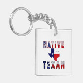 Native Texan Flag Map Schlüsselanhänger (Vorderseite links)
