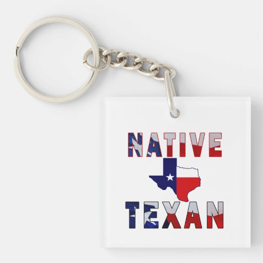 Native Texan Flag Map Schlüsselanhänger (Vorderseite)