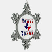 Native Texan Flag Map Schneeflocken Zinn-Ornament (Links)