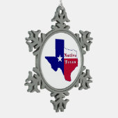 Native Texan Flag Map Schneeflocken Zinn-Ornament (Links)