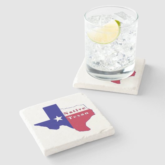 Native Texan Flag Map Steinuntersetzer (Seitenansicht)