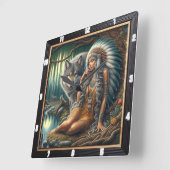 Native Timeless Peace: Art der Teichteilheit Quadratische Wanduhr (Winkel)