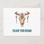 Native Tribal Bull Horns Skull Postkarte (Vorderseite)