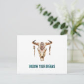 Native Tribal Bull Horns Skull Postkarte (Stehend Vorderseite)