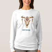 Native Tribal Bull Horns Skull T-Shirt (Vorderseite)