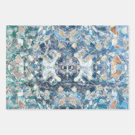 Native Tribal Classic Blue Tan Ethnic Design Geschenkpapier Set