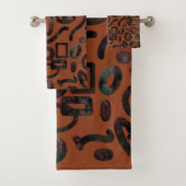 Native Tribal Happy Face Scratchboard Muster Kunst Badhandtuch Set (Insitu)