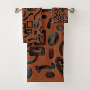 Native Tribal Happy Face Scratchboard Muster Kunst Badhandtuch Set