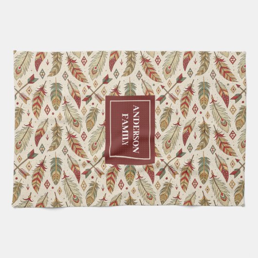 Native Tribal Kitchen Towel Custom Name Accent Geschirrtuch (Horizontal)