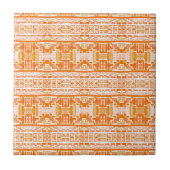 Native Tribal Orange Boho Tribal Muster Fliese (Vorderseite)