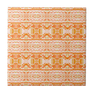 Native Tribal Orange Boho Tribal Muster Fliese