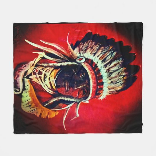 "Native Warrior" Fleecedecke (Vorderseite (Horizontal))