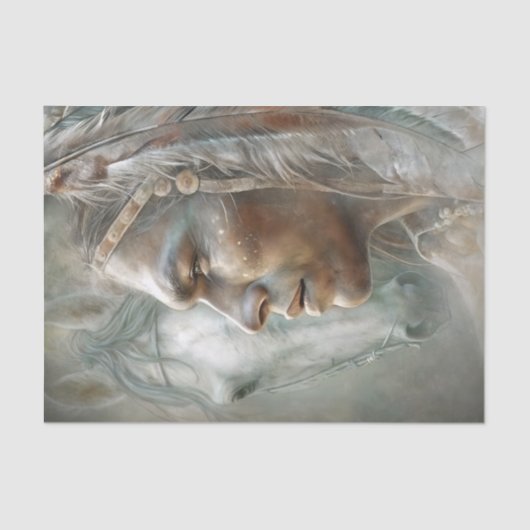 Native Warrior Profile & Horse Decoupage Seidenpapier (Vorderseite)