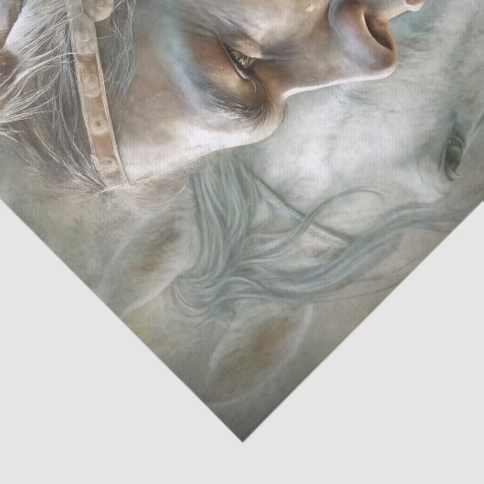 Native Warrior Profile & Horse Decoupage Seidenpapier (Ausschnitt)