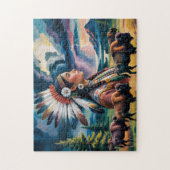 Native Woman With Bison Puzzle (Vertikal)