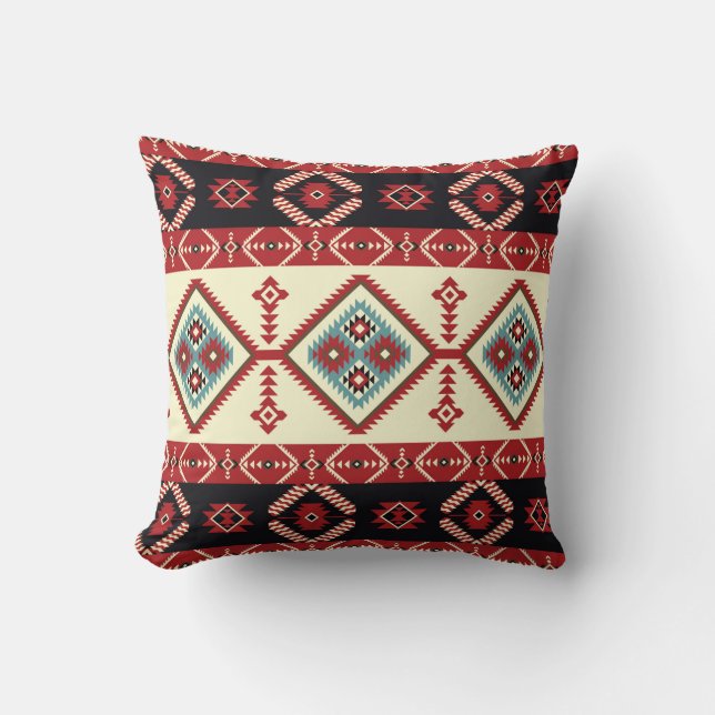 Natives Gewebe. Geometrisches Design Kilim. Ethnis Kissen (Vorderseite)