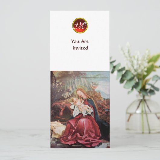 NATIVITÄT MIT ANGELN - MAGIC CHRISTMAS MONOGRAM EINLADUNG (Stehend Vorderseite)