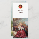 NATIVITÄT MIT ANGELN - MAGIC CHRISTMAS MONOGRAM EINLADUNG (Vorne/Hinten)