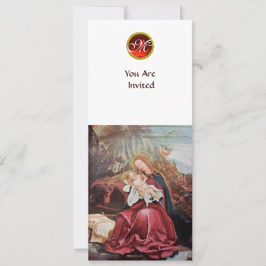 NATIVITÄT MIT ANGELN - MAGIC CHRISTMAS MONOGRAM EINLADUNG (Vorderseite)