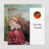 NATIVITÄT MIT ANGELN - MAGIC CHRISTMAS MONOGRAM EINLADUNG (Vorne/Hinten)