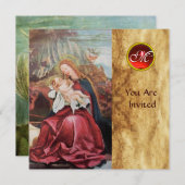 NATIVITÄT MIT ANGELN - MAGIC CHRISTMAS MONOGRAM EINLADUNG (Vorne/Hinten)