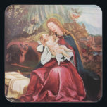 NATIVITÄT MIT ANGELN - MAGIC OF CHRISTMAS QUADRATISCHER AUFKLEBER<br><div class="desc">Farbenfrohe und magische Weihnachtsatmosphäre des deutschen Malers Matthias Grunewald ,  Details aus dem Zweiten Staat des Isenheimer Altarchts ,  ausdrucksstarker und intensiver Stil der mittelalterlichen mitteleuropäischen Kunst bis ins 16. Jahrhundert.Öl auf Holz.</div>