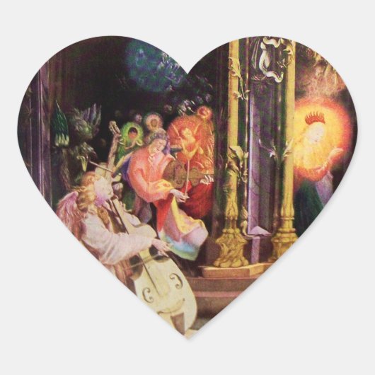 NATIVITÄT MIT MUSIKANGELN - HERZ DER CHRISTMAS Herz-Aufkleber (Vorderseite)