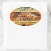 NATIVITÄTSCHRISTMAS PARCHMENT/ ANNAHME VON MAGI OVALER AUFKLEBER (Tasche)