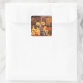 NATIVITÄTSCHRISTMAS PARCHMENT/ ANNAHME VON MAGI QUADRATISCHER AUFKLEBER (Tasche)
