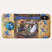 NATIVITÄTSCHRISTMAS PARCHMENT BLUE GEM MONOGRAM Case-Mate iPhone HÜLLE (Rückseite (Horizontal))