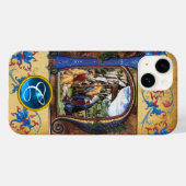 NATIVITÄTSCHRISTMAS PARCHMENT BLUE GEM MONOGRAM Case-Mate iPhone HÜLLE (Rückseite (Horizontal))