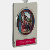 NATIVITÄTSCHRISTMAS PARCHMENT MONOGRAM Rosa Blau Banner-Ornament Silber (Rechts)