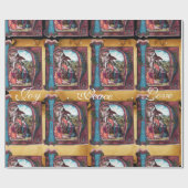 NATIVITÄTSMONOGRAMM CHRISTMAS PARCHMENT Rosa Blau Geschenkpapier (Flach)