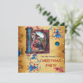 NATIVITÄTSMONOGRAMM FLORAL CHRISTMAS PARCHMENT EINLADUNG (Stehend Vorderseite)