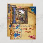 NATIVITÄTSMONOGRAMM FLORAL CHRISTMAS PARCHMENT EINLADUNG (Vorne/Hinten)