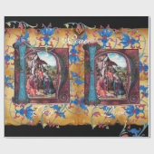 NATIVITÄTSMONOGRAMM FLORAL CHRISTMAS PARCHMENT GESCHENKPAPIER (Flach)