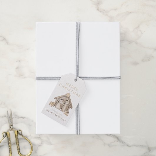 Nativitätsneutrale minimalistische, moderne Gesche Geschenkanhänger (Mit Garn)