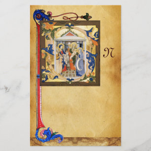 NATIVITÄTSPARCHMENT MIT FLORENTINISCHEM FLORALMONO BRIEFPAPIER