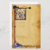 NATIVITÄTSPARCHMENT MIT FLORENTINISCHEN FLORALMOTI BRIEFPAPIER (Vorne/Hinten)