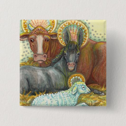 NATIVITÄTSTIERE IN STABILEN, OXEN, SPIELEN UND SCH BUTTON (Vorderseite)