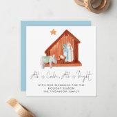 Nativitätszene ist alles ruhig flach mitteilungskarte (Vorderseite/Rückseite Beispiel)