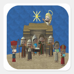 Nativity-Aufkleber-Set Quadratischer Aufkleber