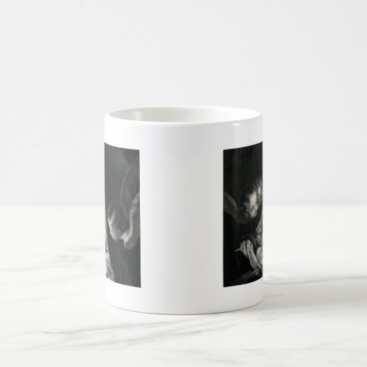 Nativity Baby Jesus Jungfrau Mary Angels Schwarz-w Kaffeetasse (Mittel)