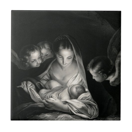 Nativity-Baby-Jesus-Jungfrau-Mary-Engel Fliese (Vorderseite)