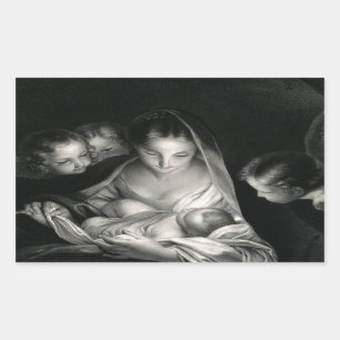 Nativity-Baby-Jesus-Jungfrau-Mary-Engel Rechteckiger Aufkleber